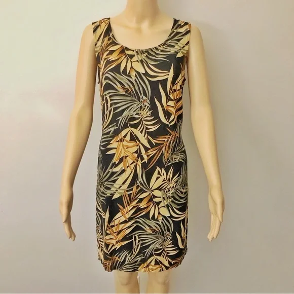 Vintage Tradition Tropical Floral Pattern Artsy Sleeveless Midi Dress. US 10. - Picture 9 of 10